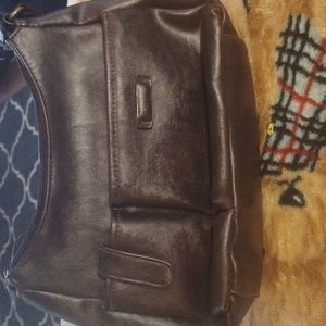 Simply Basic brown purse with six compartments and strap
